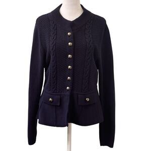 Apt. 9 Navy Blue Button Down Long Sleeve Cardigan Sweater Flared Size M